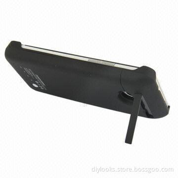 3000mAh Smooth Surface External, Battery Charger Case with Holder for HTC One/M7, Black Colors
